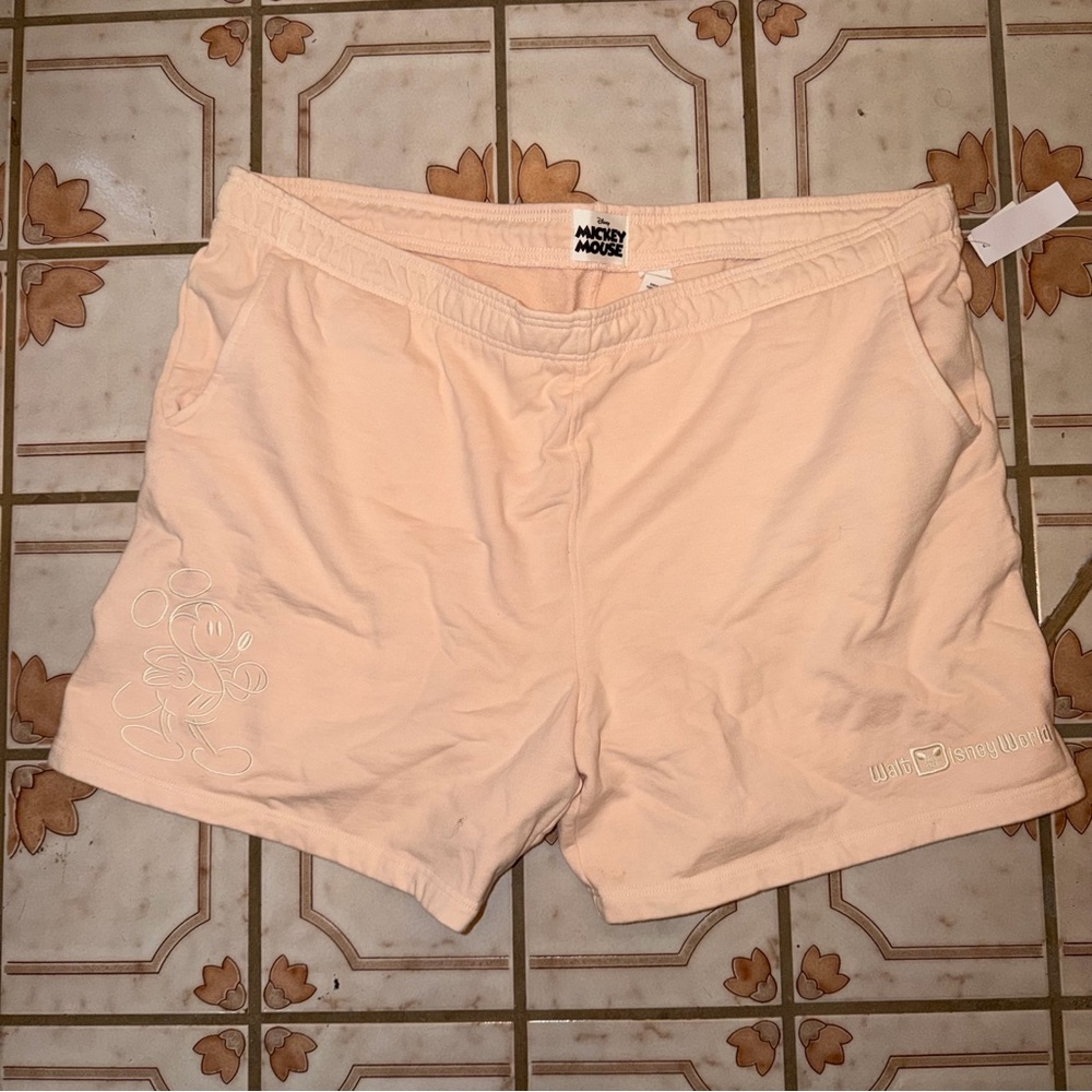 Disney Peach Mickey Mouse Sweat Shorts